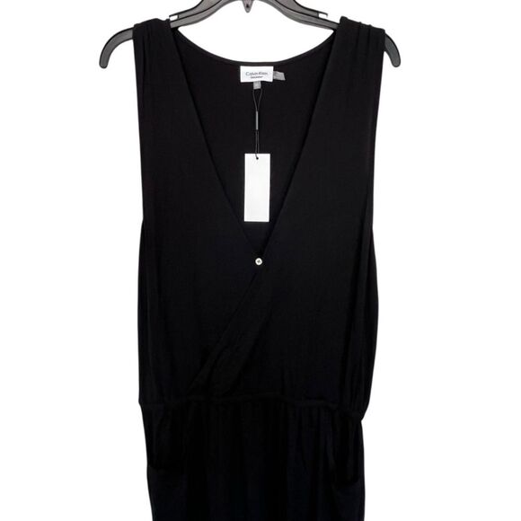 NWT Calvin Klein | Surplice Racer-Back Tunic Swim Black S/M - Picture 7 of 10